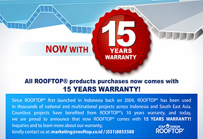 Atap Dingin ROOFTOP Now With 15 YEARS Warranty!